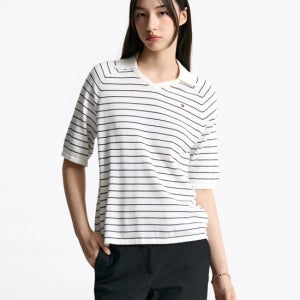 타미힐피거 우먼 [25fw] 브이넥 슬릿 칼라 폴로 스웨터 T22F6KTO034WT10FH