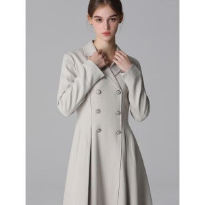 [쉬즈미스]  울 블렌디드 더블 버튼 플레어 원피스 (택가격:398000원)