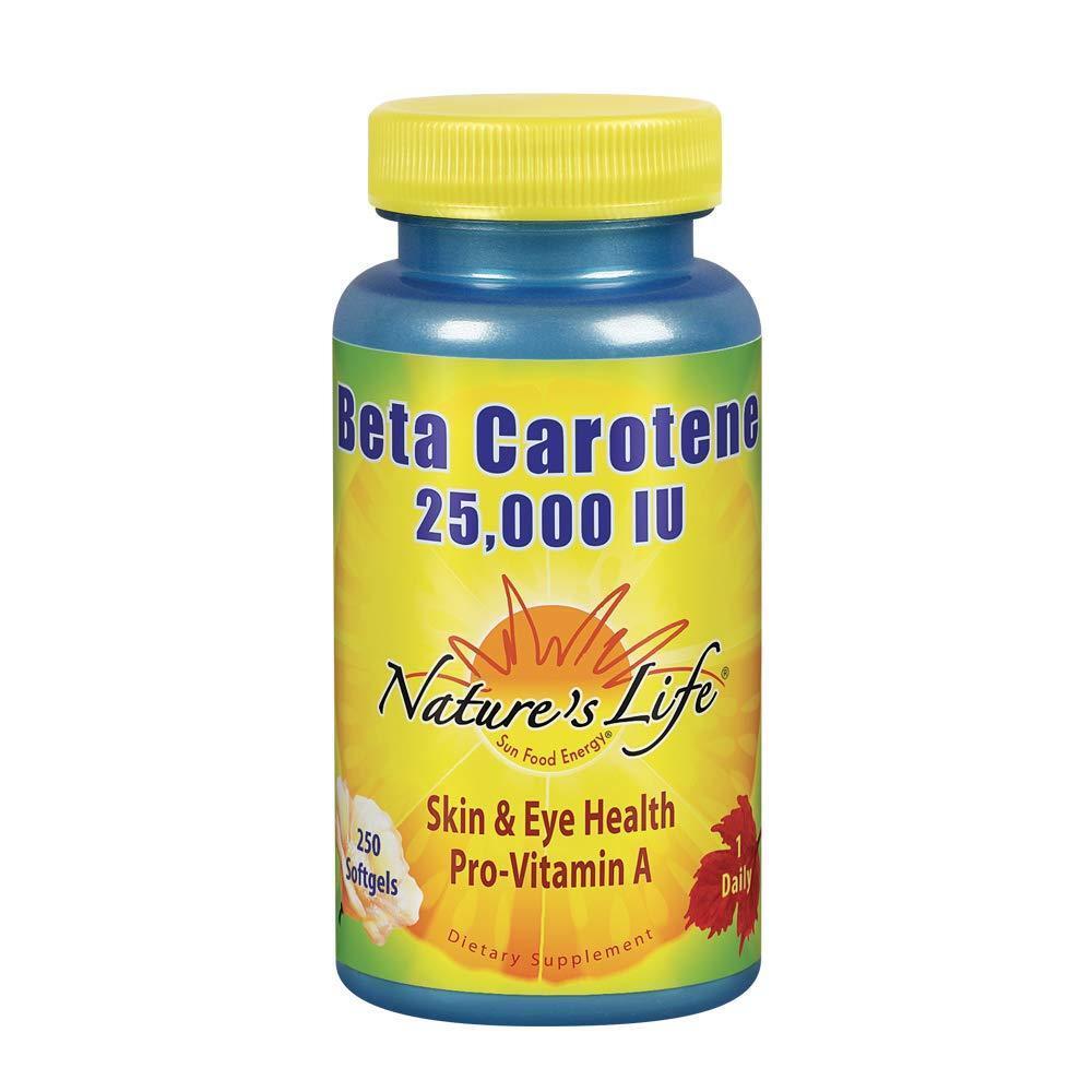 <b>Natures Life</b> <b>네이쳐스라이프</b> 베타카로틴 <b>비타민A</b> 25000IU 250소프트젤  알약/캡슐  1개  250정