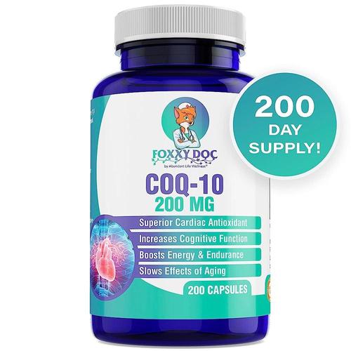 <b>CoQ</b>10 CoEnzyme Q10 200mg 200 캡 . 프리 유비퀴논 에너지 Foxxy Doc 제작 2100935