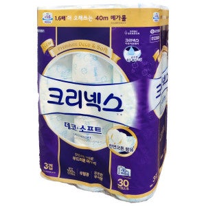 크리넥스 크리넥스 데코 앤 소프트 3겹 40m 30롤 x 2개 화장실 휴지 코스트코