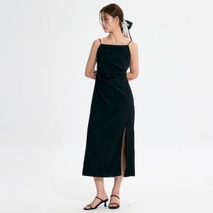 [세이지] OASIS WAIST DRAPE DRESS (2COLORS)