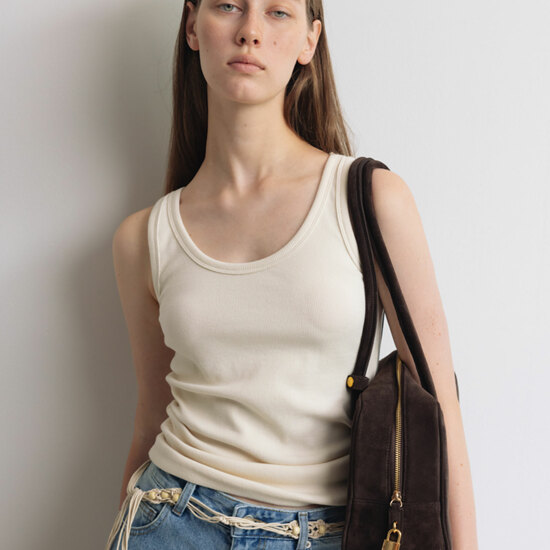 레하 Rue Ribbed Stretch Jersey Tank Top (2 Color)
