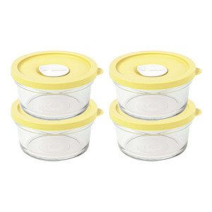 글라스락 글라스락 렌지쿡 옐로우에디션 햇밥 용기 원형 350ml 4개 세트