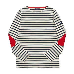 세인트제임스 8649 ECRU MARINE 보쟈니 스트라이프 엘보 하트 패치 여성 긴팔티