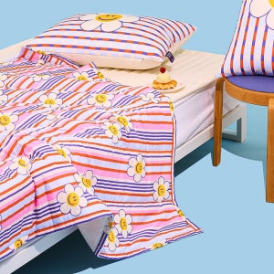 [마틸라X위글위글] 시어서커 여름차렵이불 - Cream Blue, 침구 이불 여름 슈퍼싱글 세미화아바 얇은 냉감 차렵이불 스트라이프 블루 SS