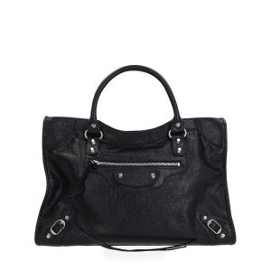 발렌시아가 8230582AA9S 1000 BLACK GRAINED LEATHER LE CITY MEDIUM BAG 8230582AA9S1000