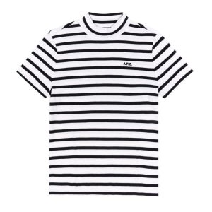 아페쎄 로고 자수 스트라이프 티셔츠 COHCA F26348 TAT 반팔 ECRU BLACK 캐럴 하이 칼라 여성반팔티 138210611