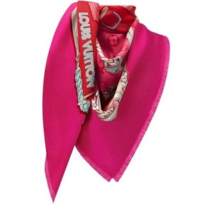 루이비통 25 FW 루이비통 믹스 앤 스트랩 체인 모티프 실크 스크린 프린트 숄 머플러