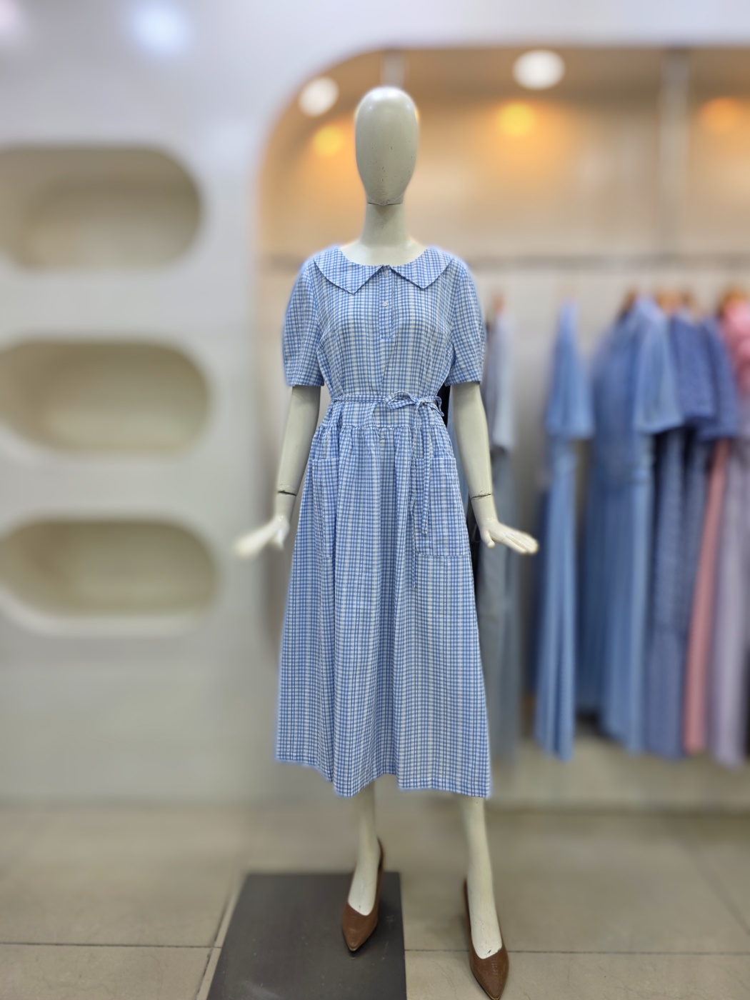 온앤온 포켓 체크 벨티드 원피스 NJW5MO626