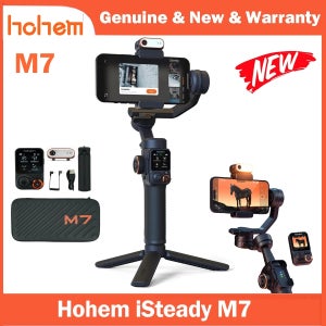 Hohem M7 iSteady M7 스마트폰 짐벌 AI 트래커 필 라이트 분리형 제어 화면 익스텐션 로드, 아이폰 틱톡 유튜브용