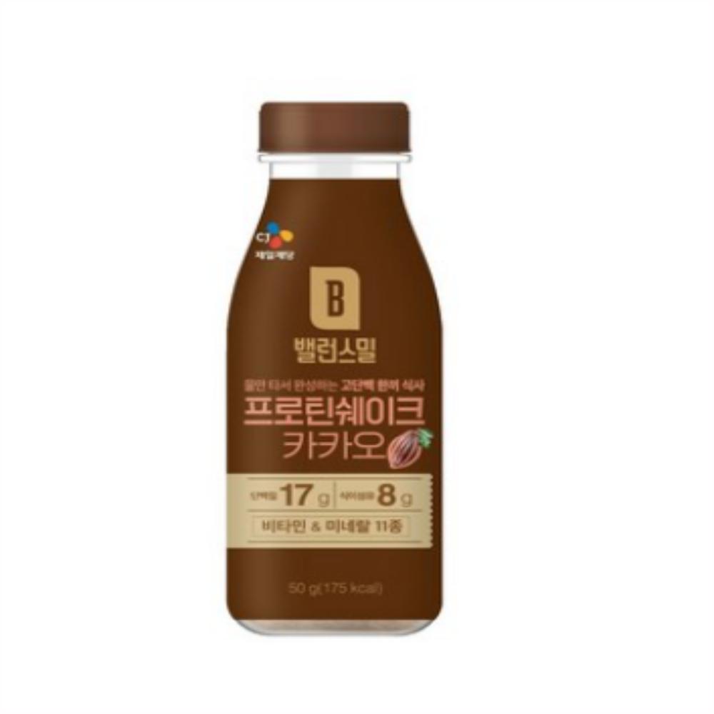 <b>CJ제일제당</b> 밸런스밀 프로틴 쉐이크 카카오  50g  16개
