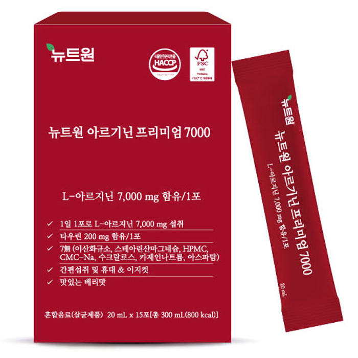 뉴트원 <b>아르기닌</b> 프리미엄 7000 15p  300ml  1개