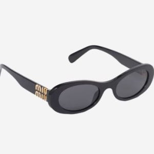 미우미우 미우 글림스 선글라스 블랙 아세테이트 슬레이트 그레이 렌즈 SMU06Z E1AB F05S0 C 050 138317392