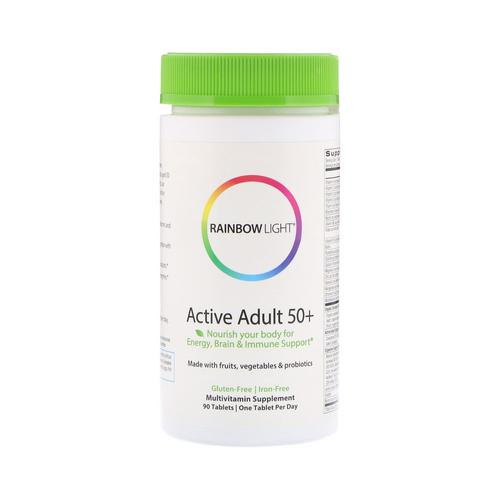 [아이허브] 레인보우라이트 <b>액티브 어덜트 50</b>+90정, 성인 멀티비타민 미네랄 유산균 엽산 Rainbow Light