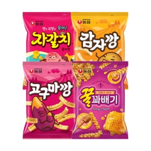 농심 자갈치 문어맛 감자깡 고구마깡 꿀꽈배기 4개번들 x 8입