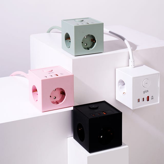 지클릭커 큐브 고용량 USB 출력 멀티탭 1.5m, 핑크, 1개 대표 이미지