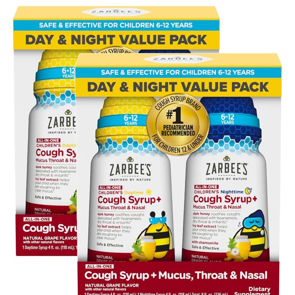 자비스 어린이 올인원 <b>코프</b> 시럽 데이<b>타임</b> <b>앤</b> <b>나이트타임</b> Zarbees Cough Syrup  2세트  236ml