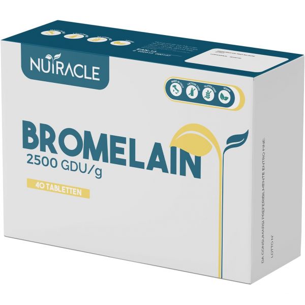 Nutracle <b>뉴트</b>라클 브로멜라인 2500 GDUg 40정각 500mg - 배수 보조제 셀룰라이트 및 다리 <b>부종</b> 완화 이뇨제 소화 촉진제 40개입 1팩  1개  40정