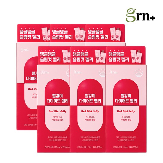 GRN 빨강이 <b>탄수화물</b>+혈당 컷팅 다이어트 젤리 3+3 (42+42일분)  280g  4개