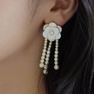 로롭 플라워 드롭 진주 이어링