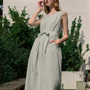 [논로컬] Leah Neck Point Sleeveless Dress - Mint N25HMOP001MT