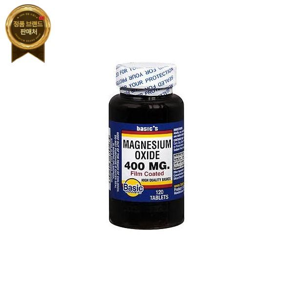 <b>BASIC</b> VITAMINS 산화<b>마그네슘</b> 400 mg 정제 - 120 ct