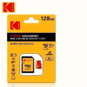 코닥 1팩 SD 카드 어댑터 포함, 32GB/64GB/128GB 메모리 카드 XC C10 A1 TF 플래시 스토리지 카드