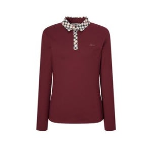 [닥스 골프 여성] 닥스 체크 카라 레터링 긴팔폴로티셔츠 WNTS4D750D2