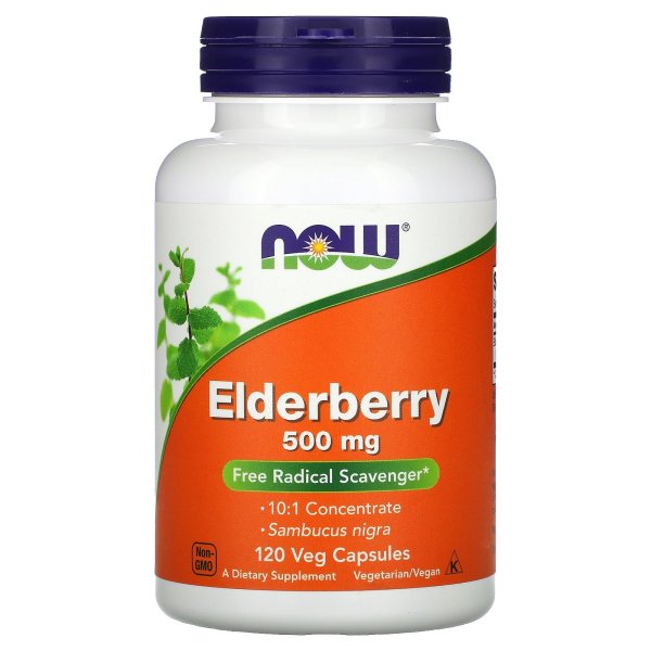 NOW Foods <b>엘더베리 500mg</b> 베지 캡슐 120정
