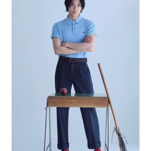 [브룩스브라더스] [Online Exclusive] 코튼 케이블 폴로 반팔 스웨터 (라이트블루) (BBWTMO204ALFM)