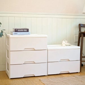 러쉬그레인 플라스틱 와이드 서랍장 2단