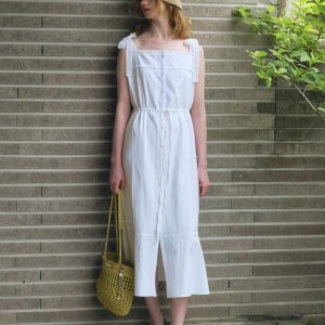 [오앨] LACE STRAP BUTTON-UP LONG DRESS_WHITE_OL25SMOP06WHF