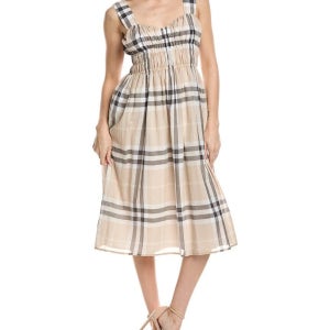 버버리 스모크드 미디 드레스 Smocked Midi Dress 1411152162
