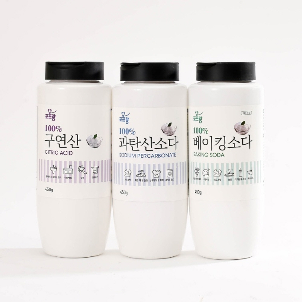순수 단일성분 구연산 과탄산소다 베이킹소다 3종 SET 선물세트 간단 청소 구정 설날 세제  1개