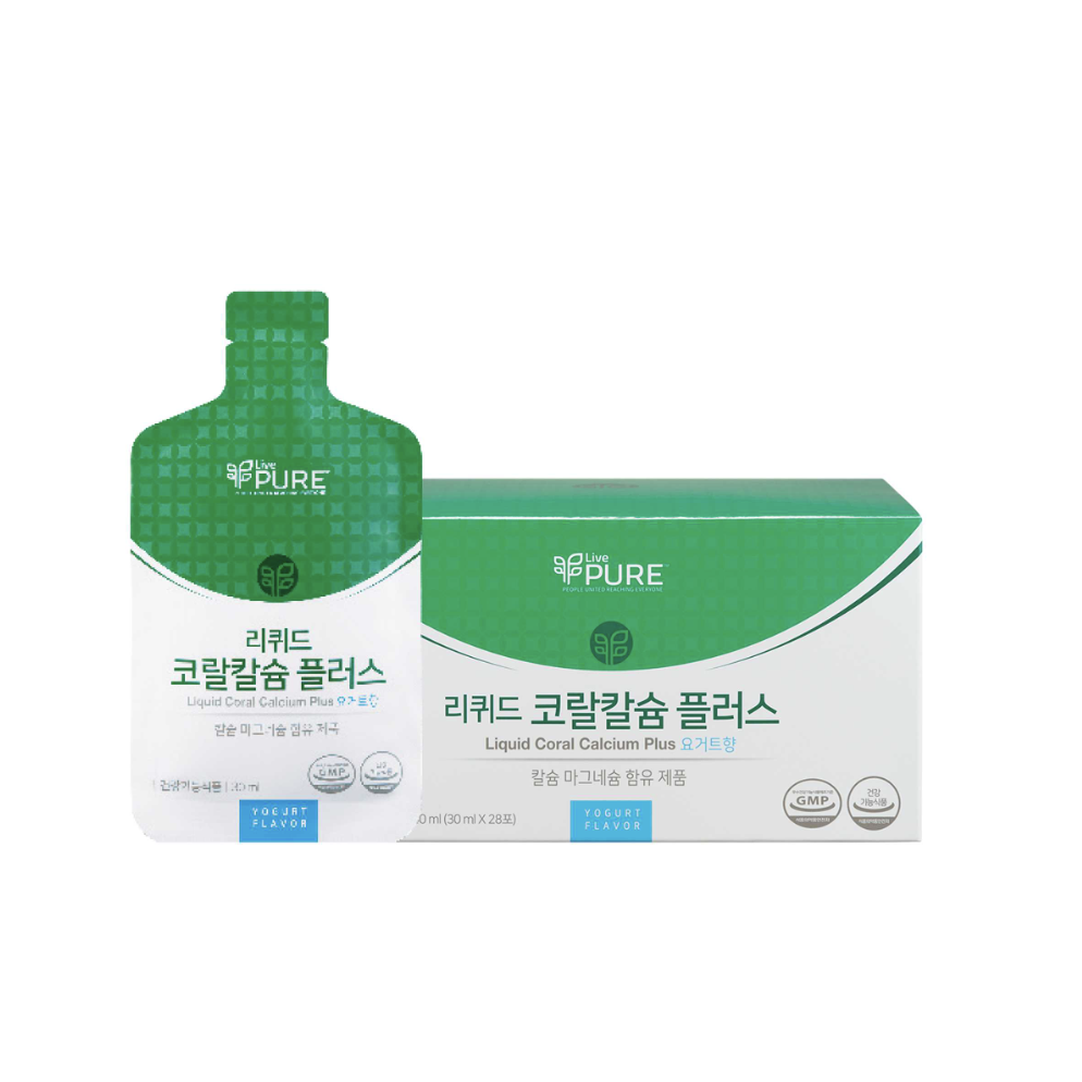 리브퓨어 <b>리퀴드 코랄칼슘 플러스</b>-요거트맛(파우치)  30ml  28개
