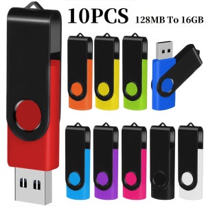 10개 컬러풀 USB 2.0 플래시 드라이브 고속 스위블 메모리 스틱, 128MB/256MB/512MB/4GB 용량, 데스크탑 & 노트북 저장용, 비즈니스 선물