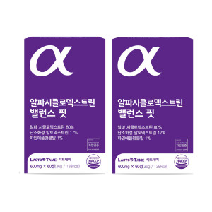 락토테미 알파CD 알파시클로덱스트린 제로 <b>밸런스</b> 핏 <b>원데이</b> 알약 60정 2통