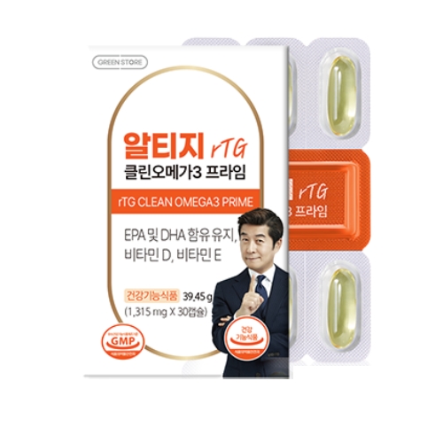 그린스토어 <b>알티지</b> 클린 <b>오메가3</b> 프라임 1315mg x 30캡슐, 1개