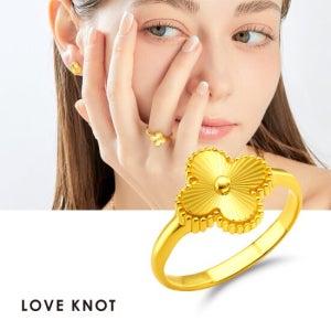 [러브넛] 순금(3.75g) 클로버 커팅라인 반지 24K-RG-1186