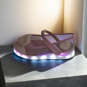 몰리 하트스팽클 시스루 키즈구두 LED 플랫슈즈