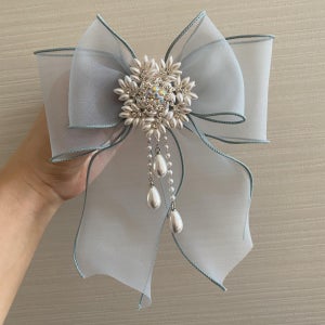 (아이디어스 단독) 러플 눈꽃 드롭  리본브로치 외국인선물, 다이노브로치