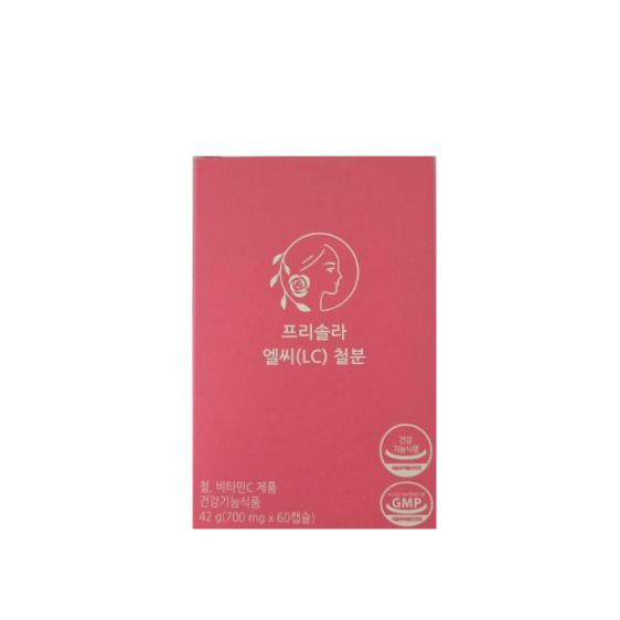 <b>프리솔라</b> 엘씨 철분 임산부 철분제 액상 캡슐 영양제 비헴철 리포퍼 24mg <b>비타민C</b>  5개  60정
