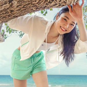 배럴 우먼 모션 후드 크롭 집업 래쉬가드 오프화이트 [B5SWWCZ011OWT 여자 비치웨어]