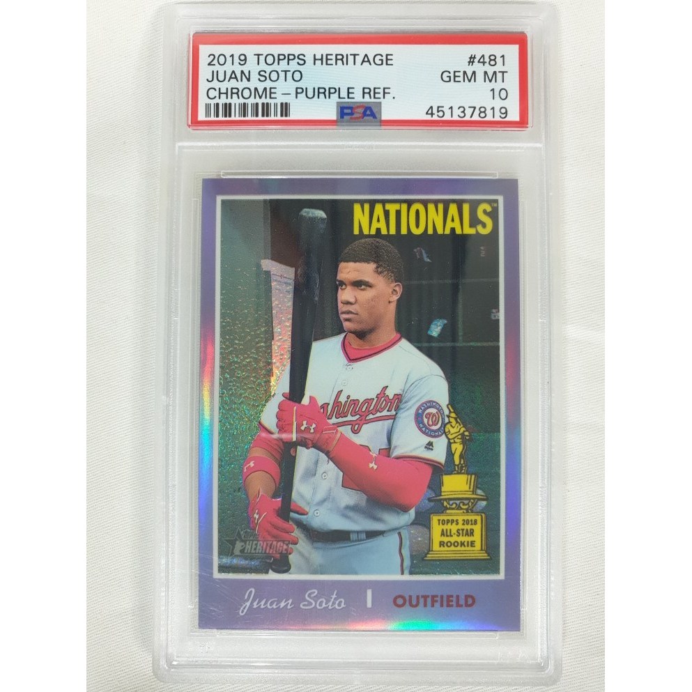 탑스 헤리티지 후안 소토 퍼플 리프렉터 PSA 10 2019 TOPPS HERITAGE JUAN SOTO 워싱턴 내셔널즈 메이저리그 MLB 야구 스포츠 카드  1개