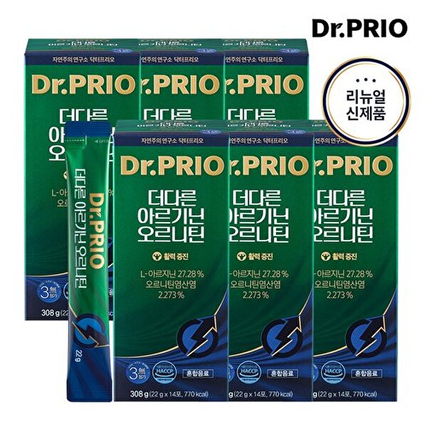 닥터프리오 리뉴얼 <b>더다른</b> 아르기닌 오르니틴 12주분  308g  6박스