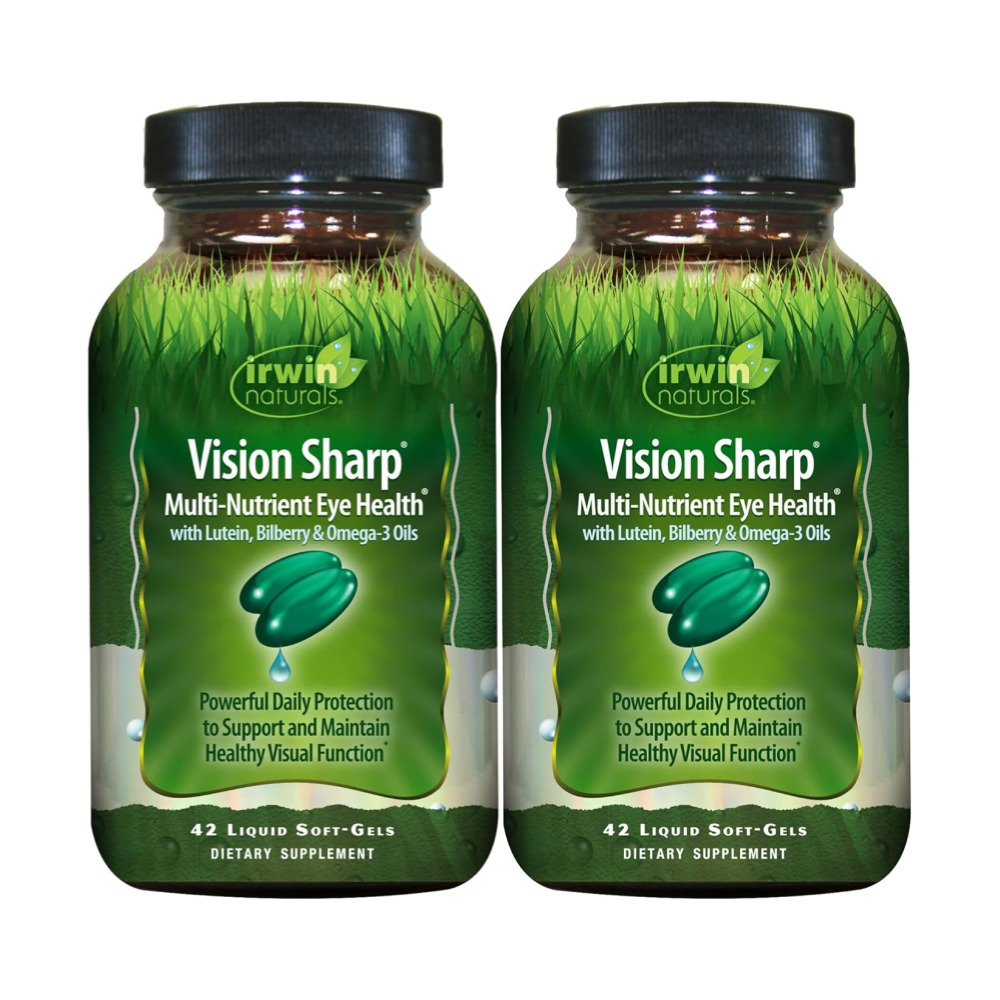 <b>어윈네추럴</b> 비전 샤프 <b>루테인</b> 눈건강을 위한 영양제 빌베리 오메가-3 액상 소프트겔 42정 2팩  2개