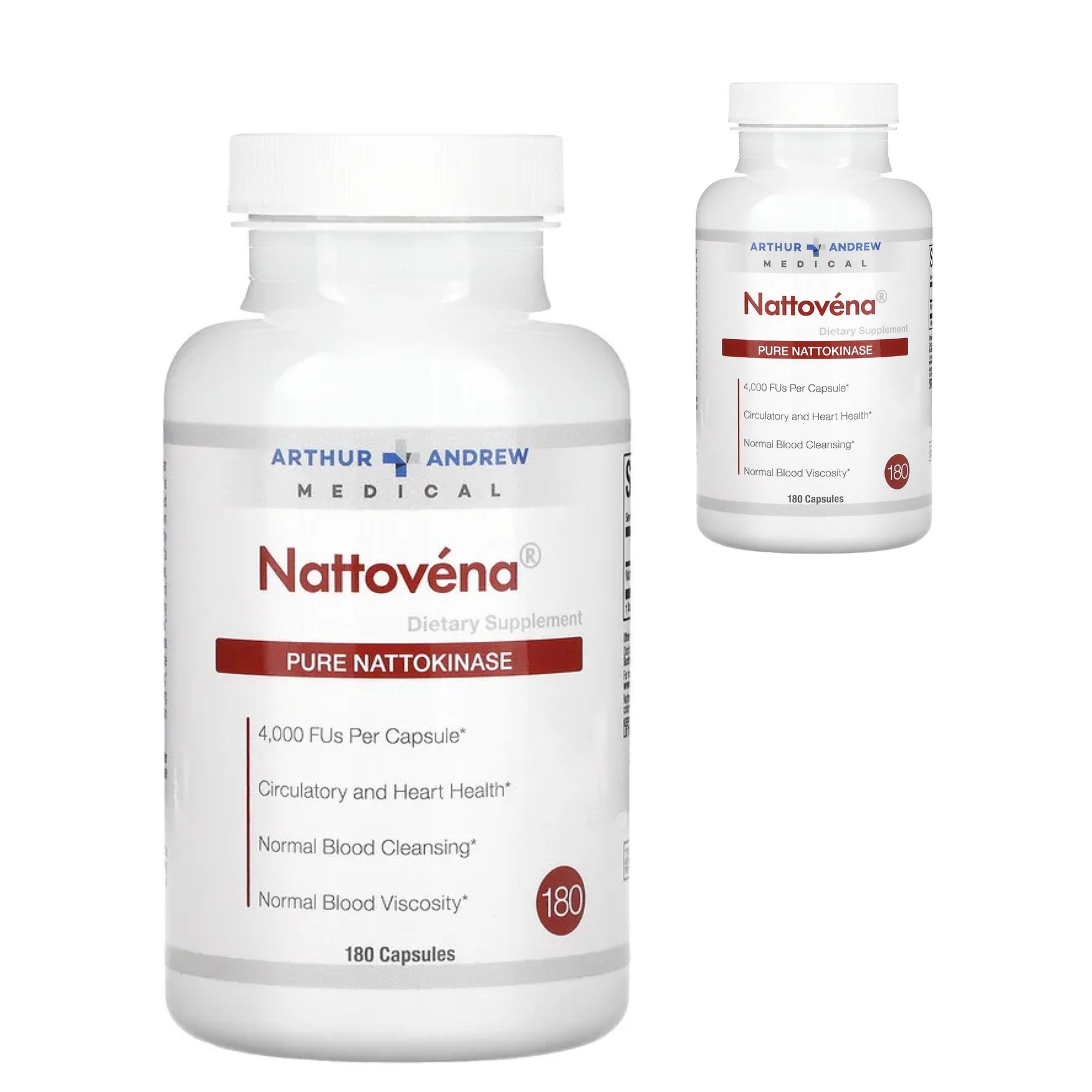 아서앤드류 디컬 나토베나 <b>순수 나토키나제</b> 캡슐당 4 000FU 식물성 180캡슐 낫토균  4개  180정