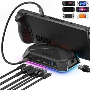 JSAUX 스팀덱 독 RGB 도킹스테이션 12in1 Rog Ally 리전고 UMPC 호환  블랙  1개