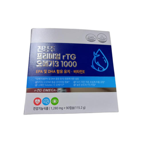 진정주 프리미엄 rTG <b>오메가3</b> 1000 90캡슐 1박스 <b>진약사몰</b>